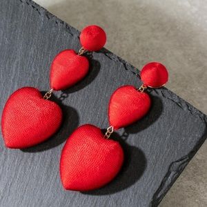 Double Heart Red Thread Earring